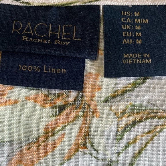 EUC Linen Floral‎ Peplum Tank Button Front Hem Top, by Rachel Roy Medium - Picture 7 of 7